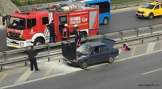 Tuzcuoğlu kavşağında araç yangını