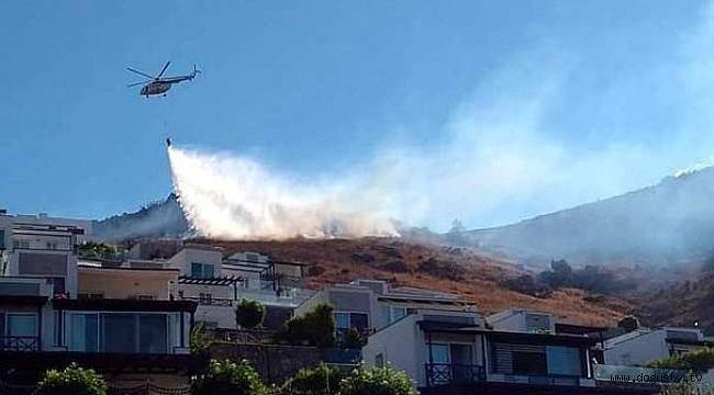 Bodrum'da evlerin bahçelerine kadar ulaşan alevler korkutttu