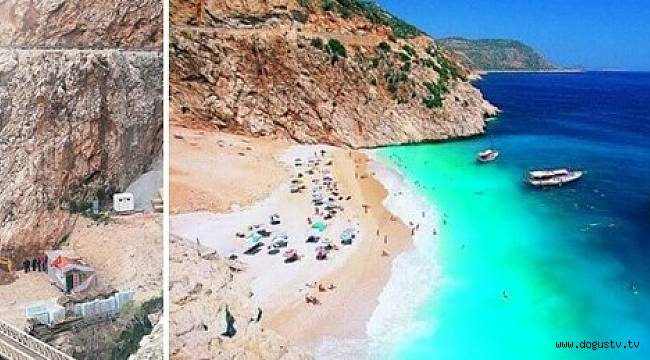 Kaş'ın dünyaca ünlü Kaputaş Plajı’na kepçe girdi
