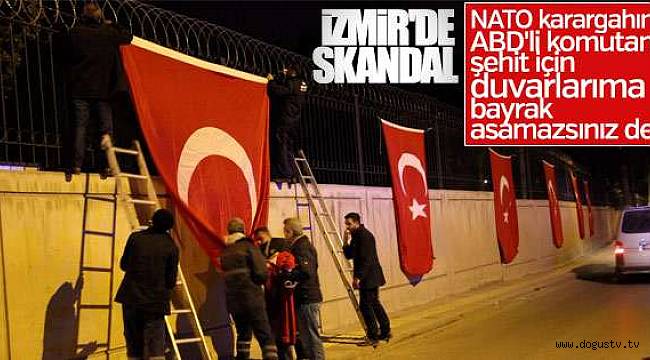 Şehit için asılan bayrak NATO komutanını rahatsız etti