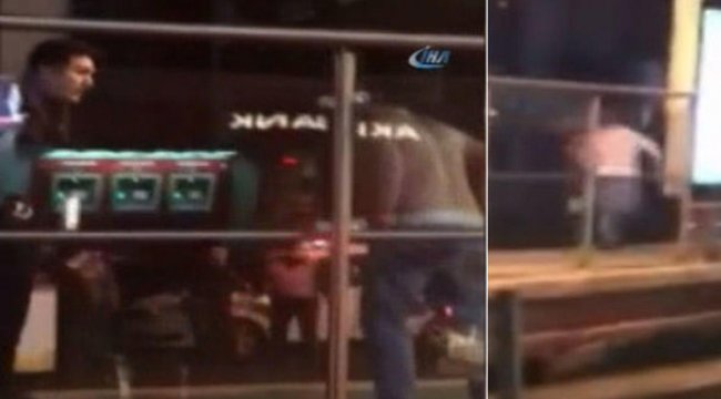 Tramvay istasyonunda korku dolu anlar kamerada