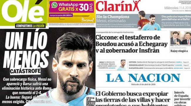 Arjantin basını Barcelona'nın elenmesini kutluyor!
