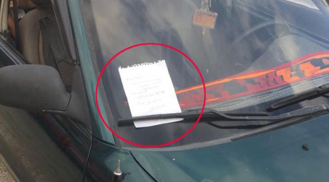 Çarptığı araca öyle bir not bıraktı ki