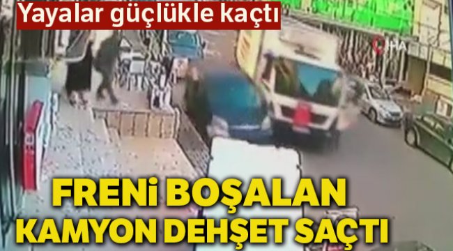 Freni boşalan kamyon ortalığı savaş alnına döndürdü