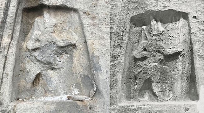 Defineciler ‘Karabel’ kabartmasını parçaladı