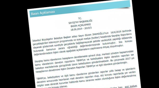 Son dakika: Sayıştay'dan yeni açıklama