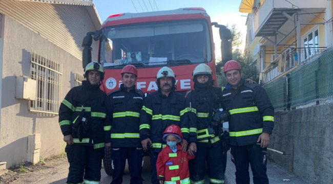 3 yaşındaki lösemi hastası Ahmet’in itfaiyecilik hayali gerçek oldu