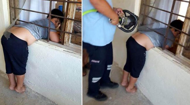 Mersin'de demir korkuluğa sıkışan çocuğu itfaiye kurtardı
