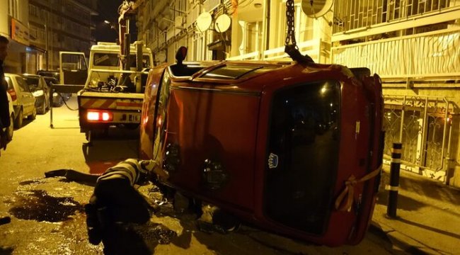 Bursa'da alkollü sürücü takla atan otomobilden yara almadan kurtuldu