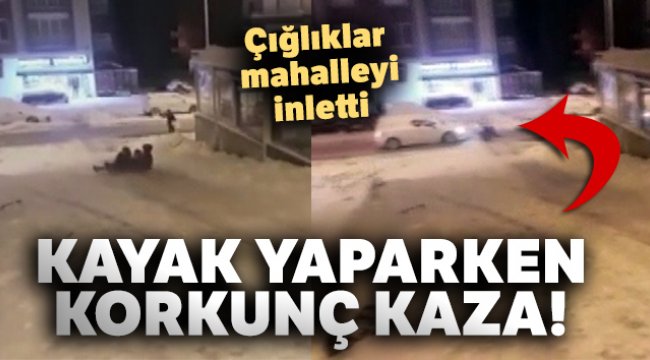 Giresun’da mahalle arasında poşetle kayak keyfi kazayla bitti