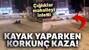 Giresun’da mahalle arasında poşetle kayak keyfi kazayla bitti