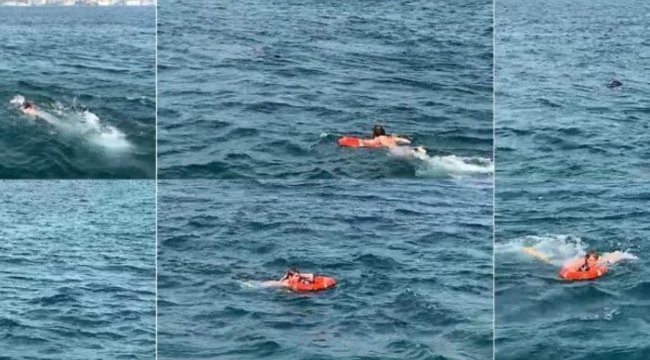 İstanbul Boğazı'nda can pazarı! Akıntıda sürüklendi, son anda kurtarıldı