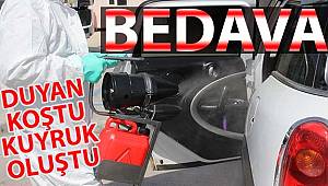 Bedava araç dezenfektesine akın ettiler