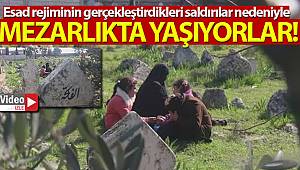 Bombardımandan kaçan Suriyeliler mezarlıkta yaşıyor