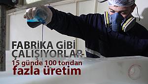 Fabrika gibi çalışan meslek lisesi 15 günde 100 tondan fazla dezenfektan üretti