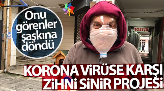 Kadıköy'de esnaf korona virüse karşı pet şişeden maske yaptı