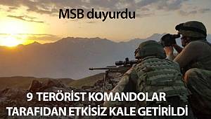 MSB: ' Komandolarımız 9 PKK/YPG'li teröristi etkizi hale getirdi'