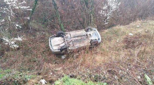 Uçurumdan yuvarlanan otomobildeki 2 kişi yaralandı