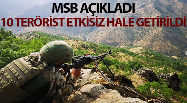 MSB: 'Barış Pınarı bölgesi güneyinde saldırı girişiminde bulunan 10 PKK/YPG’li terörist etkisiz hale getirildi'