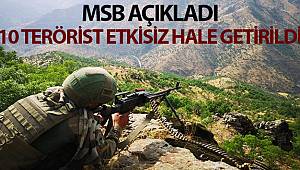 MSB: 'Barış Pınarı bölgesi güneyinde saldırı girişiminde bulunan 10 PKK/YPG’li terörist etkisiz hale getirildi'