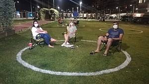 Çemberli sosyal mesafe uygulması İzmir'de başladı!