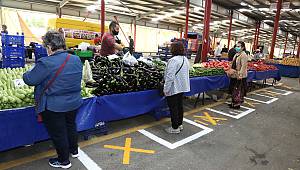 KAPALI SEMT PAZARLARI, SOSYAL MESAFE KURALI İÇİN İŞARETLENDİ