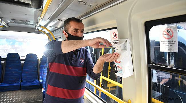 Minibüslere el dezenfekte ünitesi konuldu