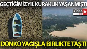 Geçtiğimiz yıl sonu kuraklık yaşanmıştı, dünkü yağışla birlikte taşan Gölbaşı Göleti böyle görüntülendi