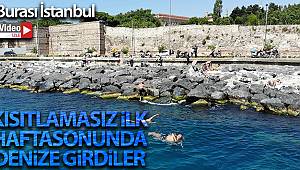 Sarayburnu'nda denize giren vatandaşlar havadan görüntülendi