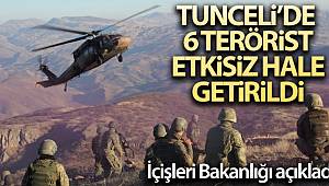 Tunceli'de etkisiz hale getirilen terörist sayısı 6 oldu