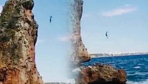 Yasak kalktı! 30 metreden kendini denize bıraktı