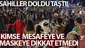 Sahiller doldu taştı, kimse mesafeye ve maskeye dikkat etmedi
