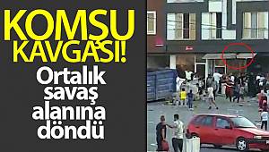 Sandalyelerin havada uçuştuğu komşu kavgası kamerada