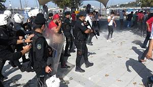 Eylem yapan minibüsçülere polis müdahalesi