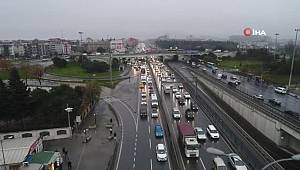 Kısıtlamanın ardından trafik yoğunluğu havadan görüntülendi