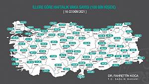 Sağlık Bakanı Koca haftalık koronavirüs haritasını paylaştı