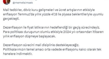 2024 yılı ortasından itibaren yıllık enflasyon düşmeye başlayacak