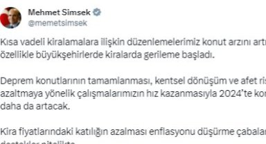 Bakan Şimşek: Kiralarda gerileme başladı