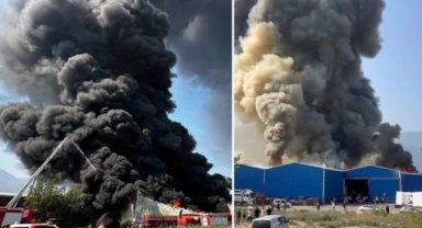 Bursa'da Geri Dönüşüm Fabrikasında Çıkan Yangın Çevreye Sıçradı