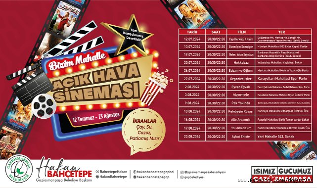 GAZİOSMANPAŞA’DA YAZLIK SİNEMA KEYFİ