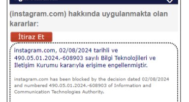 BTK: Instagram katalog suçlara uymadığı gerekçesiyle kapatıldı