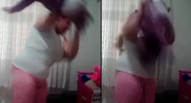 Çocuğuna yaptığı vicdansızlık kan dondurdu: 1 yaşındaki bebeğe anne şiddeti kamerada!