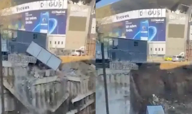 Kadıköy'de korku dolu anlar: Fenerbahçe Stadı'nın yanındaki inşaatın duvarı çöktü