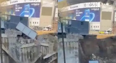Kadıköy'de korku dolu anlar: Fenerbahçe Stadı'nın yanındaki inşaatın duvarı çöktü