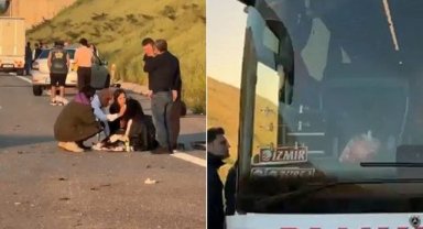 Lastiği patlayan yolcu otobüsünde can pazarı: Muavin kopan kapıdan aşağı uçtu