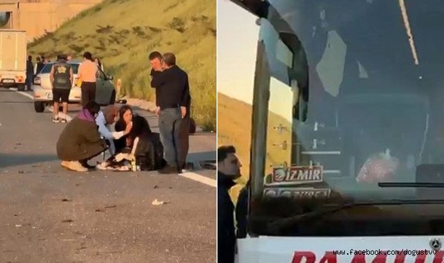 Lastiği patlayan yolcu otobüsünde can pazarı: Muavin kopan kapıdan aşağı uçtu