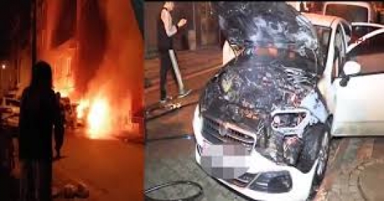 7 Araç Kundaklandı 