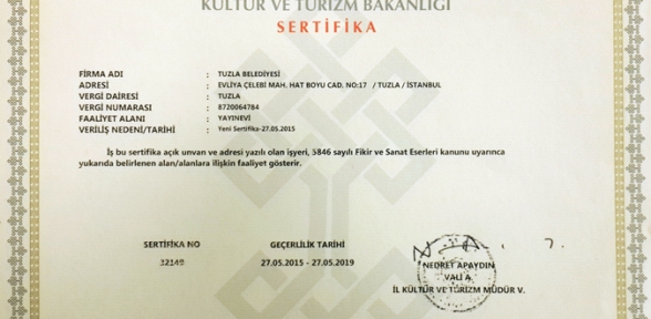Tuzla Belediyesi Yayıncı Sertifikası Sahibi Oldu