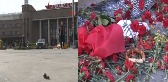 Ankara Garı önündeki bombalı saldırının izleri