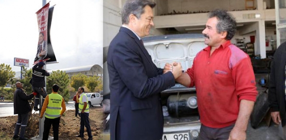 Bağımsız adayın afişleri indirildi